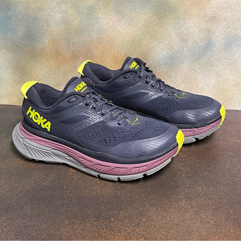 Hoka One One Navy and Yellow Athletic Shoes